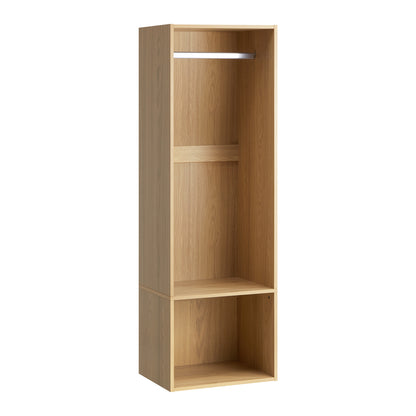 Oikiture Open Wardrobe 2 Shelves Hanging Rail Natural-Wardrobe-PEROZ Accessories