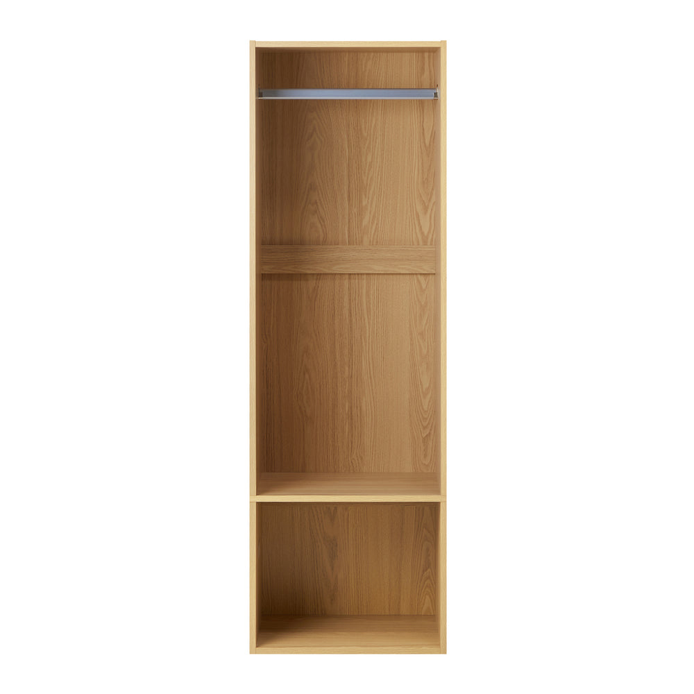 Oikiture Open Wardrobe 2 Shelves Hanging Rail Natural-Wardrobe-PEROZ Accessories