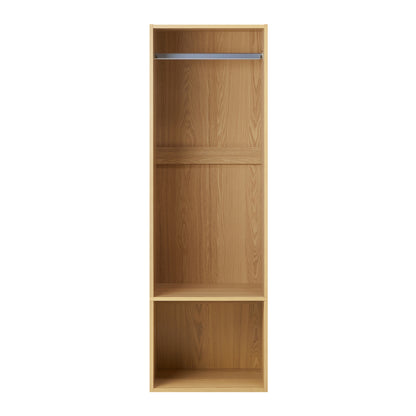 Oikiture Open Wardrobe 2 Shelves Hanging Rail Natural-Wardrobe-PEROZ Accessories