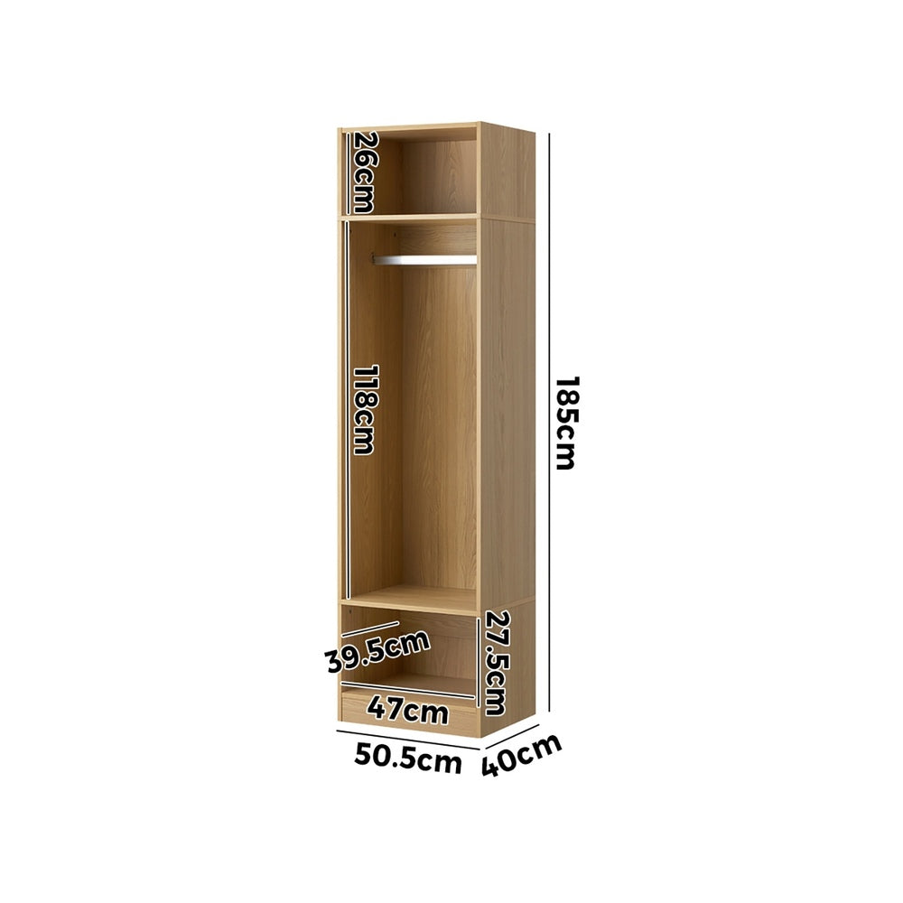 Oikiture Open Wardrobe 3 Drawers Hanging Rail Natural-Wardrobe-PEROZ Accessories