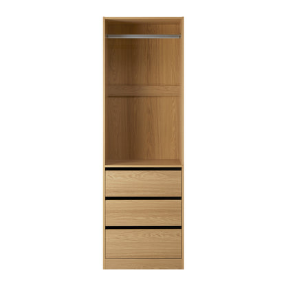 Oikiture Wardrobe 3 Drawers Hanging Rail Natural-Wardrobe-PEROZ Accessories