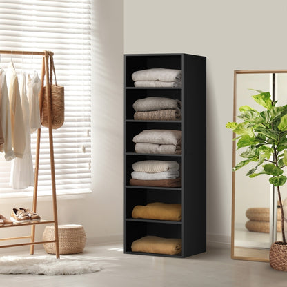 Oikiture Wardrobe Shelf Unit 6 Shelves Black-Wardrobe-PEROZ Accessories