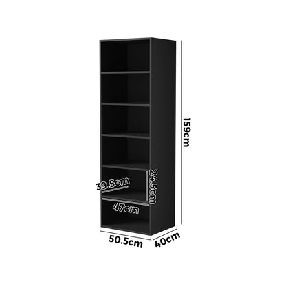 Oikiture Wardrobe Shelf Unit 6 Shelves Black-Wardrobe-PEROZ Accessories