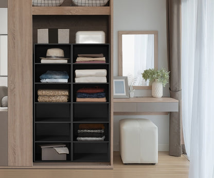 Oikiture Wardrobe Shelf Unit 6 Shelves Black-Wardrobe-PEROZ Accessories