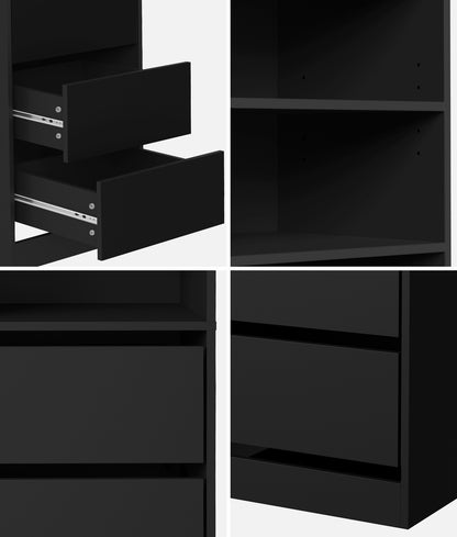 Oikiture Wardrobe Shelf Unit 3 Drawers Organizer Black-Wardrobe-PEROZ Accessories
