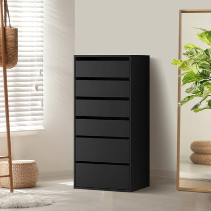 Oikiture Wardrobe Shelf Unit 6 Chest of Drawers Black-Wardrobe-PEROZ Accessories