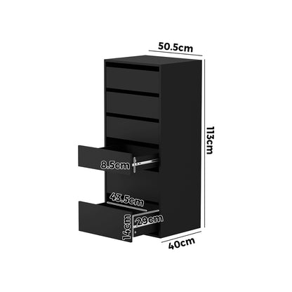 Oikiture Wardrobe Shelf Unit 6 Chest of Drawers Black-Wardrobe-PEROZ Accessories