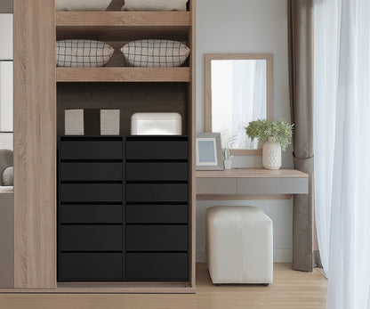 Oikiture Wardrobe Shelf Unit 6 Chest of Drawers Black-Wardrobe-PEROZ Accessories