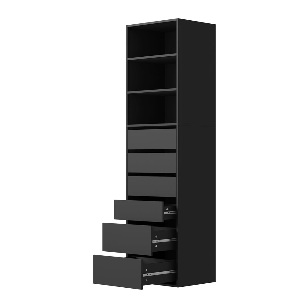 Oikiture Wardrobe Shelf Unit 3 Shelves 6 Drawers Black-Wardrobe-PEROZ Accessories