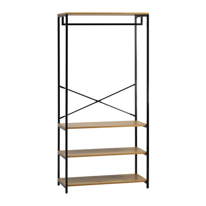 Oikiture Open Wardrobe with Hanging Rail Metal 4 shelves-Wardrobe-PEROZ Accessories