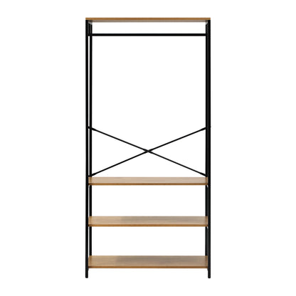 Oikiture Open Wardrobe with Hanging Rail Metal 4 shelves-Wardrobe-PEROZ Accessories