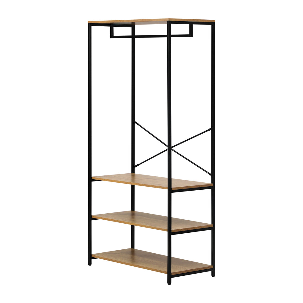 Oikiture Open Wardrobe with Hanging Rail Metal 4 shelves-Wardrobe-PEROZ Accessories