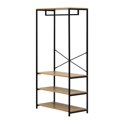 Oikiture Open Wardrobe with Hanging Rail Metal 4 shelves-Wardrobe-PEROZ Accessories