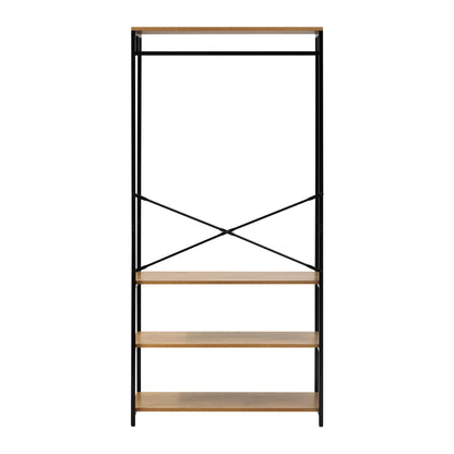 Oikiture Open Wardrobe with Hanging Rail Metal 4 shelves-Wardrobe-PEROZ Accessories