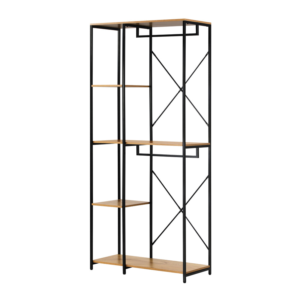 Oikiture Large Open Wardrobe Hanging Rail 5 shelves-Wardrobe-PEROZ Accessories