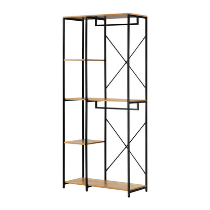 Oikiture Large Open Wardrobe Hanging Rail 5 shelves-Wardrobe-PEROZ Accessories