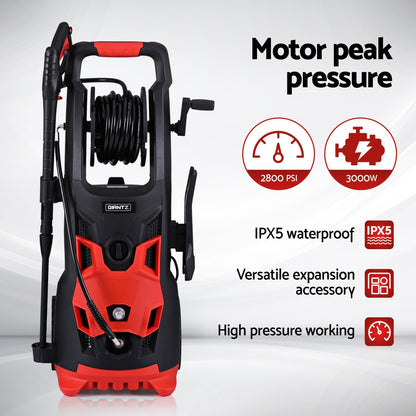 Giantz 2800PSI High Pressure Washer Electric Water Cleaner Pump 30M Jet Hose Gurney-Tools &gt; Power Tools &gt; Outdoor Power Equipment-PEROZ Accessories