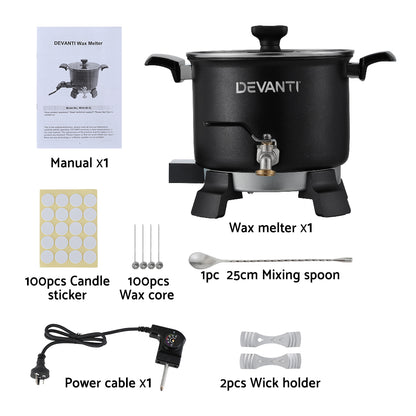 Devanti 5L Wax Melter Candle Making 1200W Melting Pot Furnace Quick Pour Spout Soy Soap-Home &amp; Garden &gt; Decor &gt; Candle Accessories-PEROZ Accessories