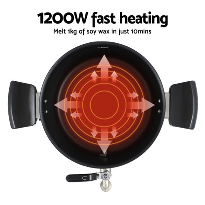 Devanti 5L Wax Melter Candle Making 1200W Melting Pot Furnace Quick Pour Spout Soy Soap-Home &amp; Garden &gt; Decor &gt; Candle Accessories-PEROZ Accessories