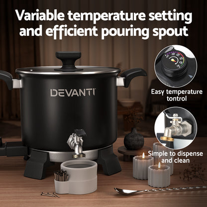 Devanti 5L Wax Melter Candle Making 1200W Melting Pot Furnace Quick Pour Spout Soy Soap-Home &amp; Garden &gt; Decor &gt; Candle Accessories-PEROZ Accessories