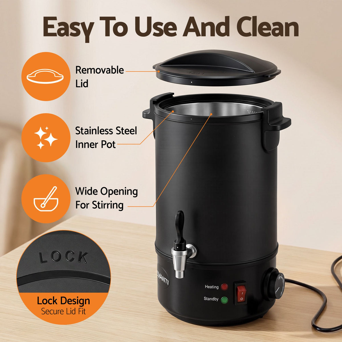 Devanti 6L Wax Melter Candle Making 1520W Melting Pot Furnace Quick Pour Spout Soy Soap-Home &amp; Garden > Decor > Candle Accessories-PEROZ Accessories