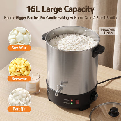 Devanti 16L Wax Melter Candle Making 1500W Melting Pot Furnace Quick Pour Spout Soy Soap-Home &amp; Garden > Decor > Candle Accessories-PEROZ Accessories