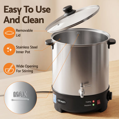 Devanti 16L Wax Melter Candle Making 1500W Melting Pot Furnace Quick Pour Spout Soy Soap-Home &amp; Garden > Decor > Candle Accessories-PEROZ Accessories