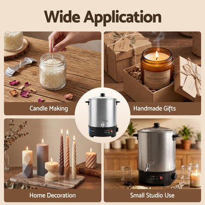 Devanti 16L Wax Melter Candle Making 1500W Melting Pot Furnace Quick Pour Spout Soy Soap-Home &amp; Garden > Decor > Candle Accessories-PEROZ Accessories