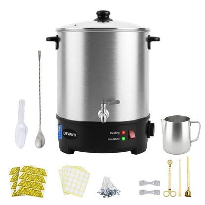 Devanti 16L Wax Melter Candle Making 1500W Melting Pot Furnace Quick Pour Spout Soy Soap-Home &amp; Garden > Decor > Candle Accessories-PEROZ Accessories