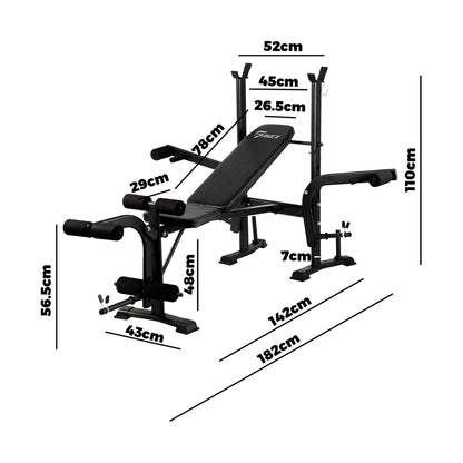Finex Bench Press Weight Bench 8in1 Multi-Station Fitness Home Gym Equipment-Weight Bench-PEROZ Accessories
