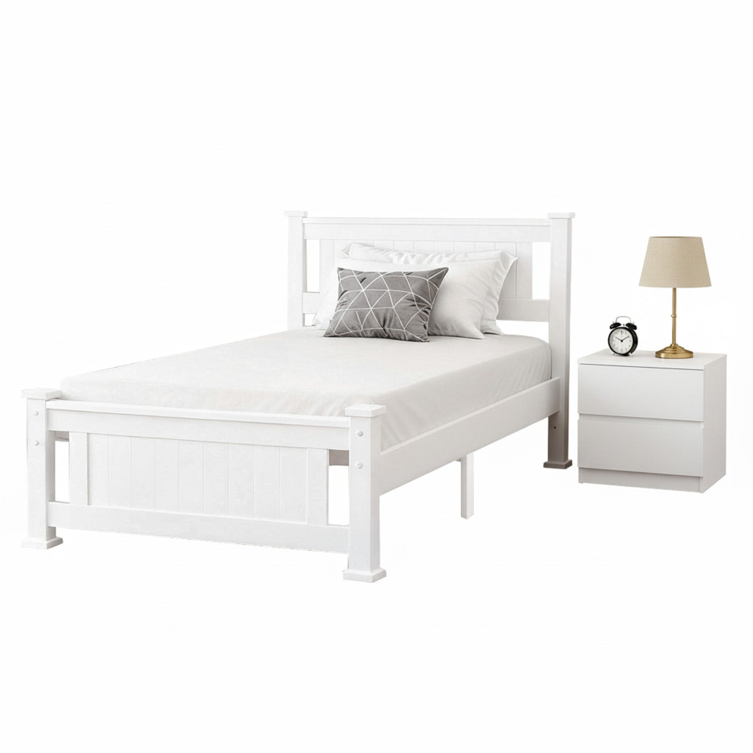 Artiss King Single Bed Frame and Bedside Table-Furniture &gt; Bedroom &gt; Beds &amp; Bed Frames-PEROZ Accessories