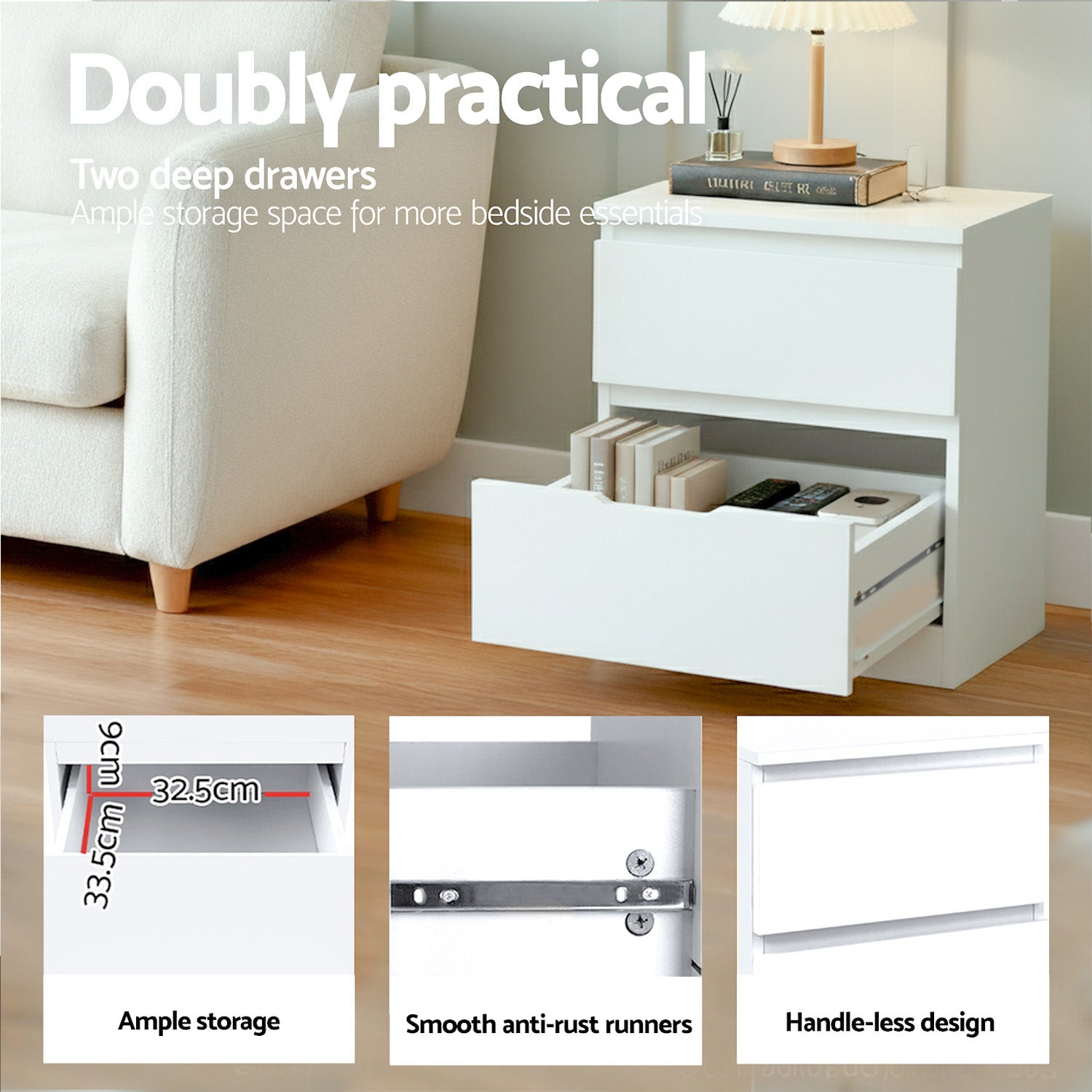 Artiss King Single Bed Frame and Bedside Table-Furniture &gt; Bedroom &gt; Beds &amp; Bed Frames-PEROZ Accessories