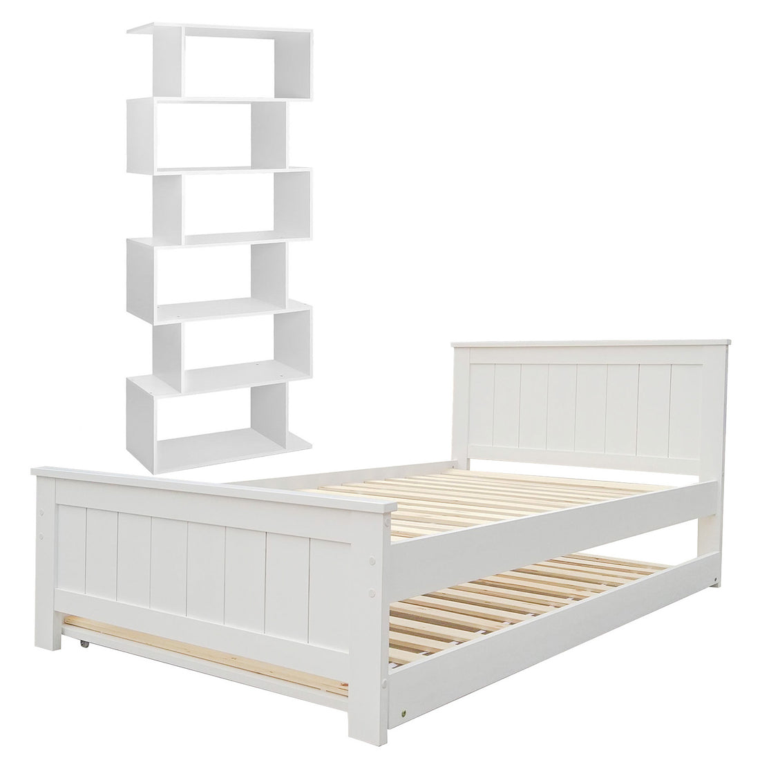 Artiss Bed Frame King Single and Bookshelf-Furniture &gt; Bedroom &gt; Beds &amp; Bed Frames-PEROZ Accessories