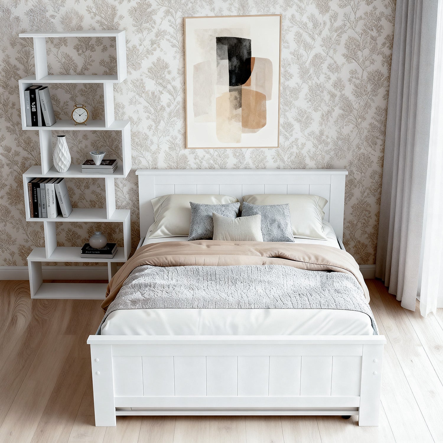 Artiss Bed Frame King Single and Bookshelf-Furniture &gt; Bedroom &gt; Beds &amp; Bed Frames-PEROZ Accessories