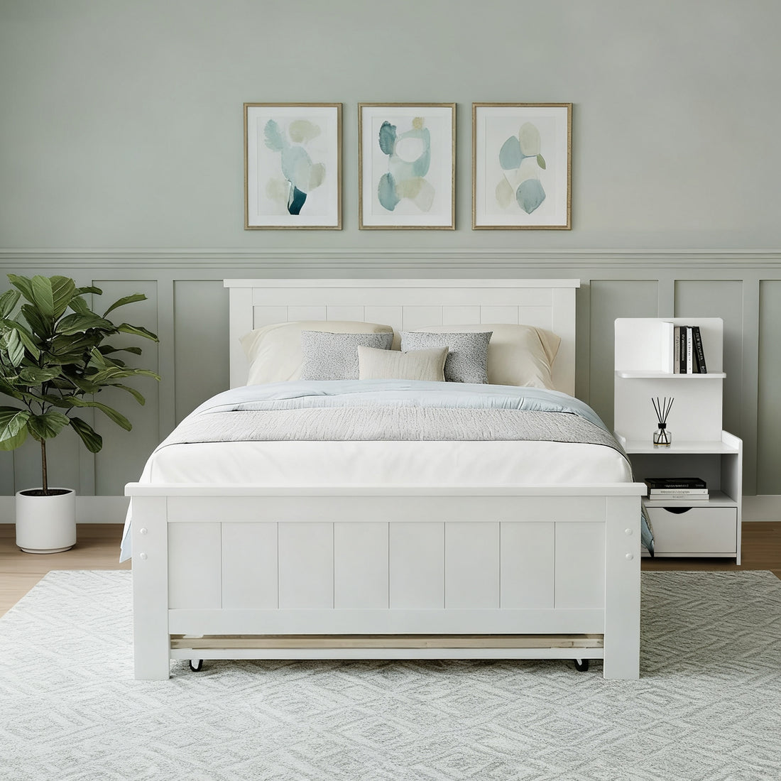 Artiss King Single Bed Frame and Bedside Table White-Furniture &gt; Bedroom &gt; Beds &amp; Bed Frames-PEROZ Accessories