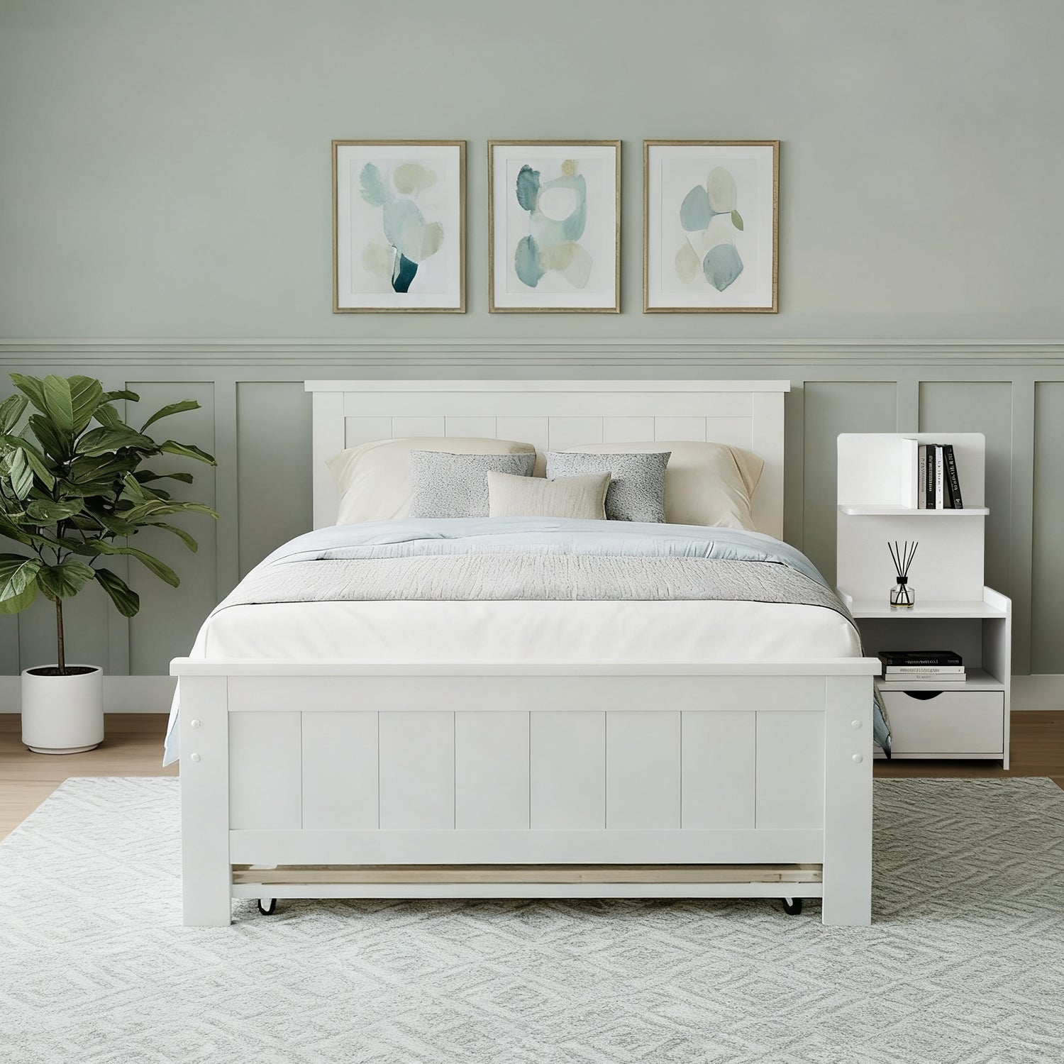 Artiss King Single Bed Frame and Bedside Table White-Furniture &gt; Bedroom &gt; Beds &amp; Bed Frames-PEROZ Accessories