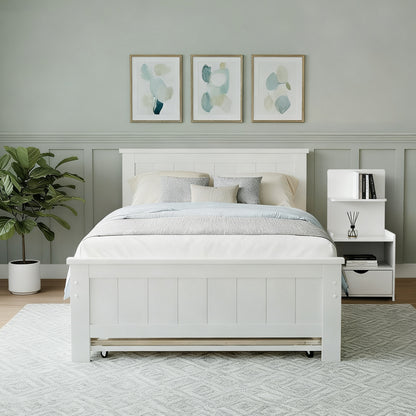 Artiss King Single Bed Frame and Bedside Table White-Furniture &gt; Bedroom &gt; Beds &amp; Bed Frames-PEROZ Accessories
