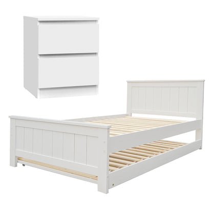 Artiss King Single Bed Frame and Bedside Table-Furniture &gt; Bedroom &gt; Beds &amp; Bed Frames-PEROZ Accessories