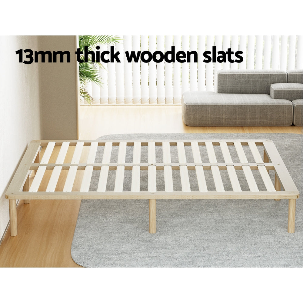Artiss Bed Frame Double Size Wooden Base Mattress Platform Timber Pine AMBA-Furniture &gt; Bedroom-PEROZ Accessories