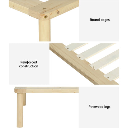 Artiss Bed Frame King Size Wooden Base Mattress Platform Timber Pine AMBA-Furniture &gt; Bedroom-PEROZ Accessories