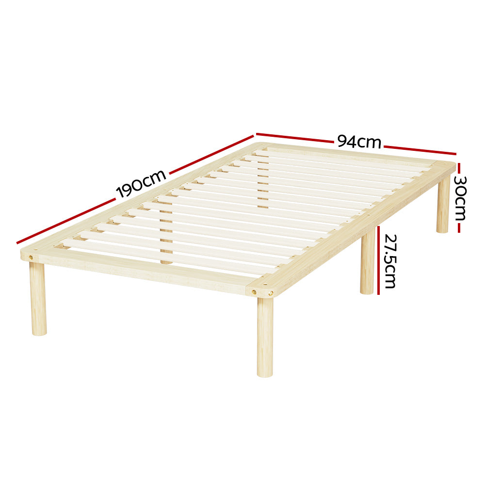 Artiss Bed Frame Single Size Wooden Base Mattress Platform Timber Pine AMBA-Furniture &gt; Bedroom-PEROZ Accessories