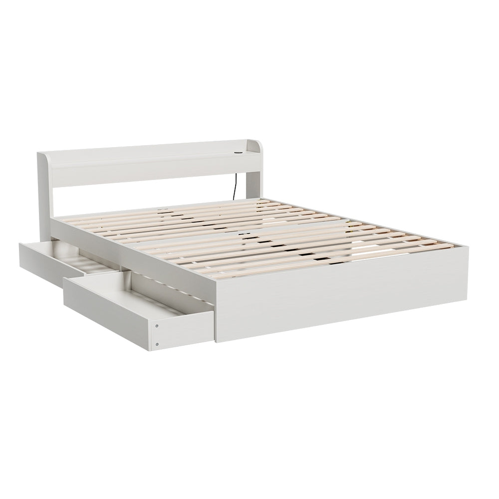 Artiss Bed Frame Queen Size Mattress Base wtih Charging Ports 2 Storage Drawers-Furniture &gt; Living Room-PEROZ Accessories