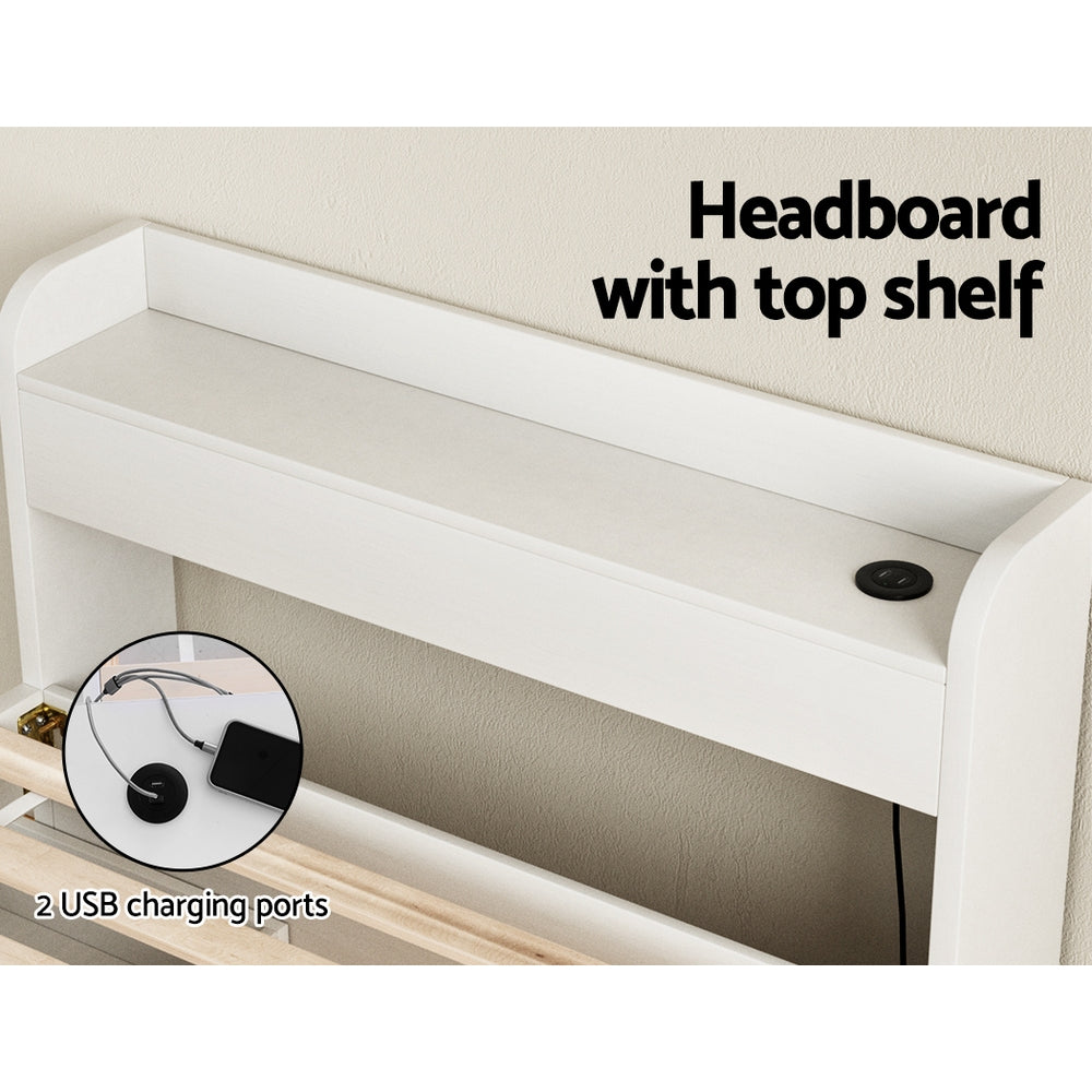 Artiss Bed Frame Single Size Mattress Base wtih Charging Ports 2 Storage Drawers-Furniture &gt; Living Room-PEROZ Accessories