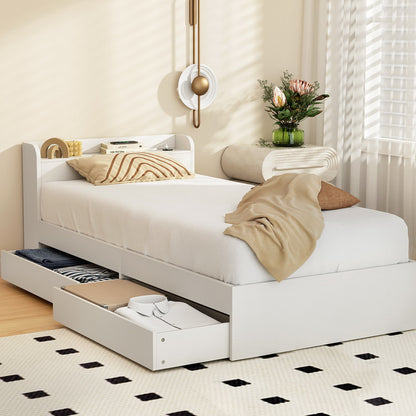 Artiss Bed Frame Single Size Mattress Base wtih Charging Ports 2 Storage Drawers-Furniture &gt; Living Room-PEROZ Accessories