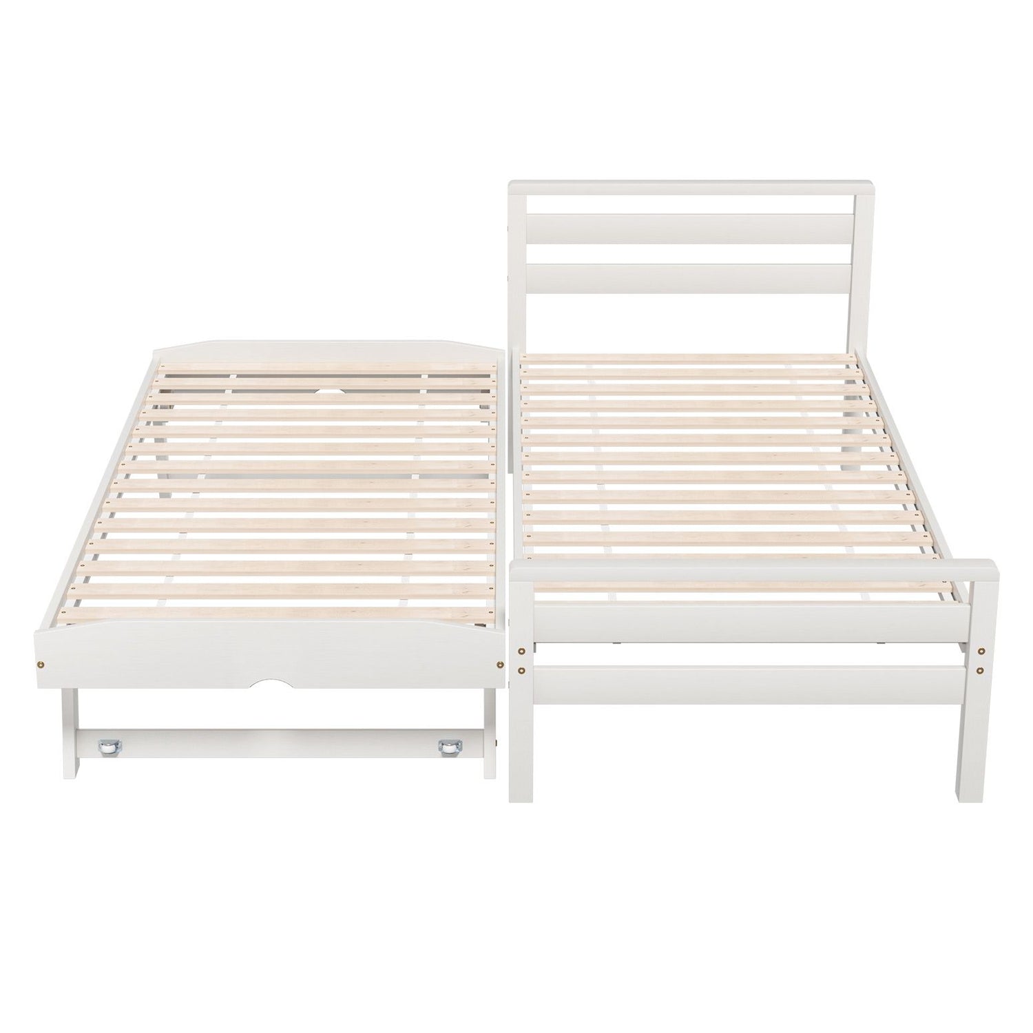 Artiss Bed Frame Single Size 2-in-1 Trundle Wooden White AVIS-Furniture > Bedroom-PEROZ Accessories