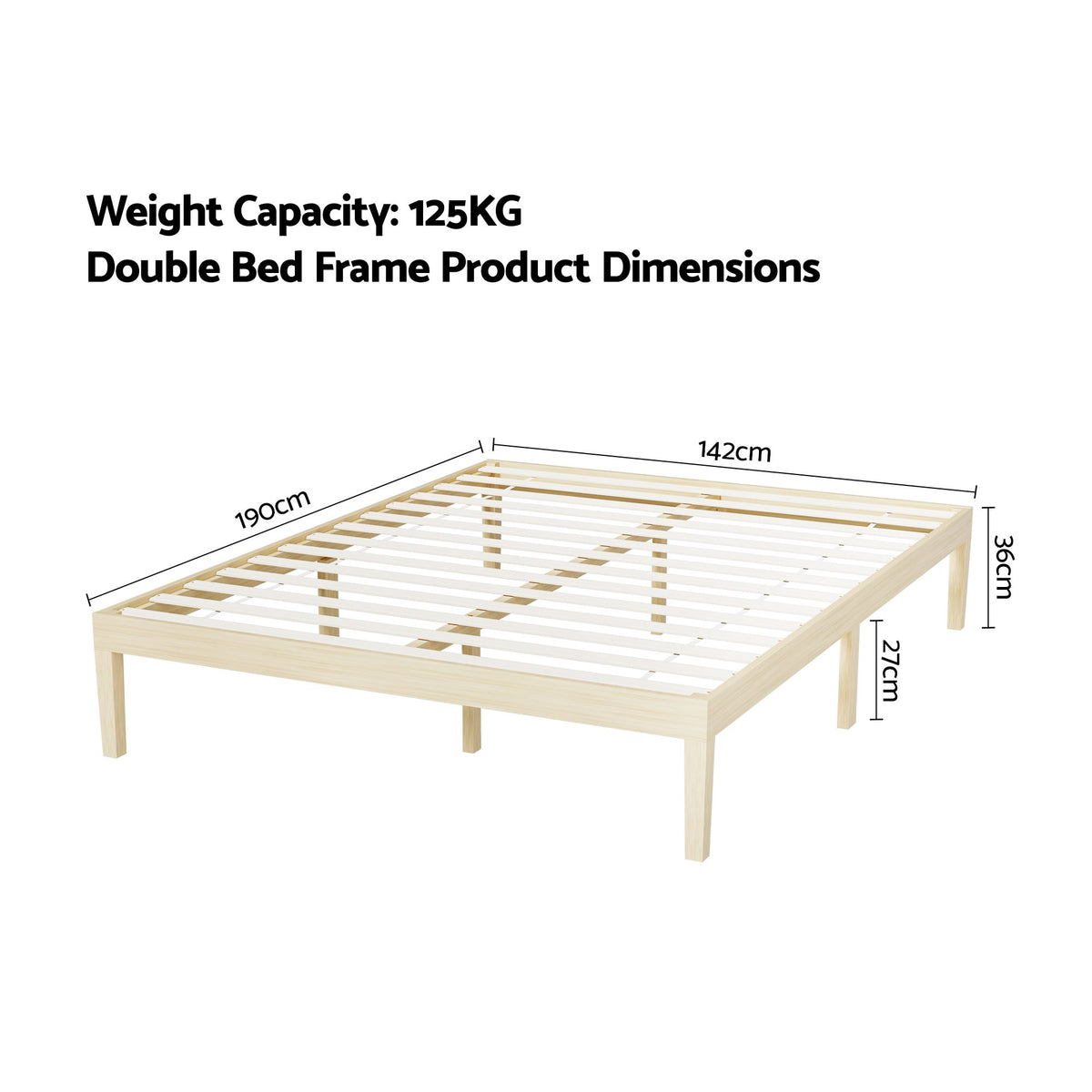 Artiss Bed Frame Double Size Wooden Base Mattress Platform Timber Pine BRUNO-Furniture > Bedroom-PEROZ Accessories