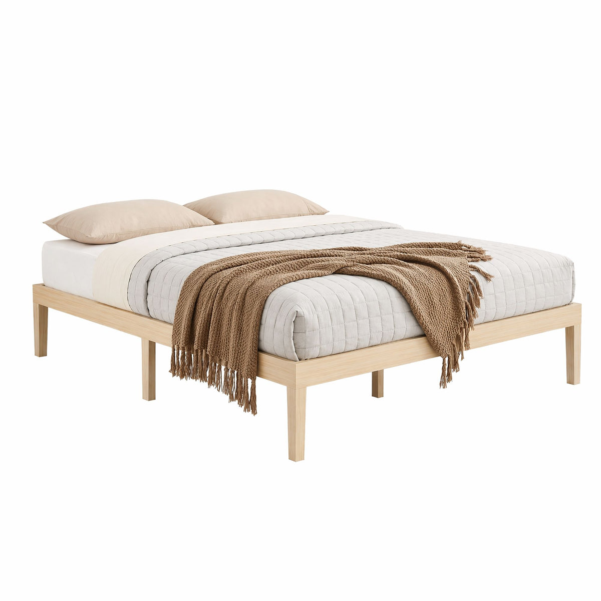 Artiss Bed Frame Double Size Wooden Base Mattress Platform Timber Pine BRUNO-Furniture > Bedroom-PEROZ Accessories