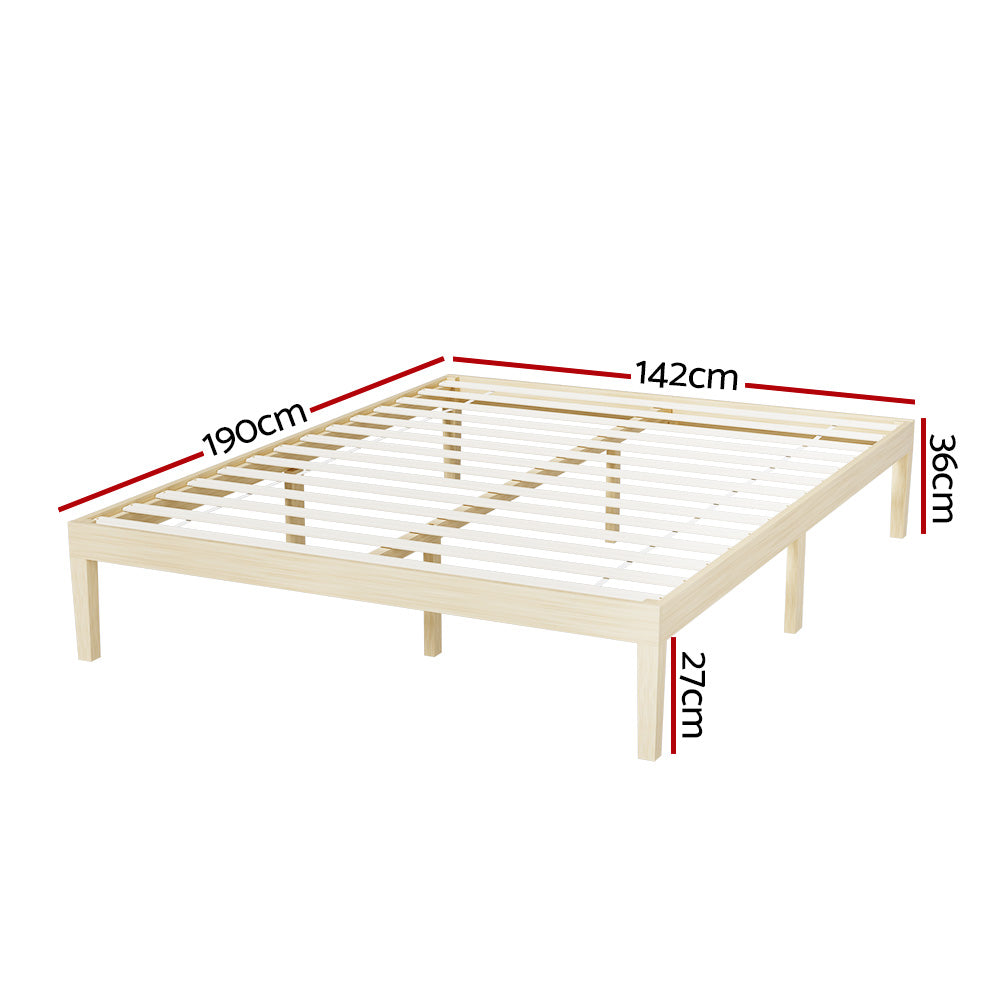 Artiss Bed Frame Double Size Wooden Base Mattress Platform Timber Pine BRUNO-Furniture &gt; Bedroom-PEROZ Accessories