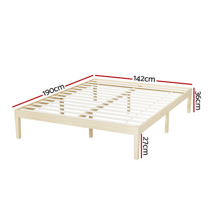 Artiss Bed Frame Double Size Wooden Base Mattress Platform Timber Pine BRUNO-Furniture &gt; Bedroom-PEROZ Accessories
