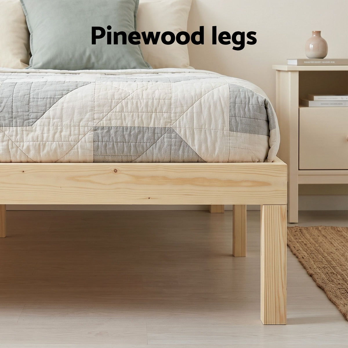 Artiss Bed Frame King Size Wooden Base Mattress Platform Timber Pine BRUNO-Furniture > Bedroom-PEROZ Accessories